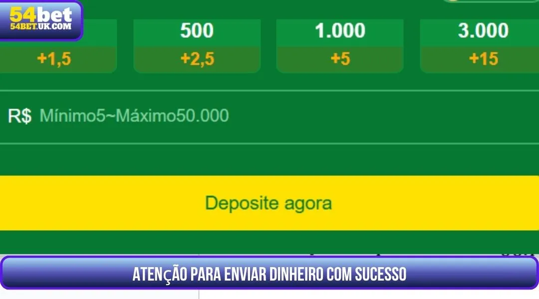Atençao para enviar dinheiro com sucesso