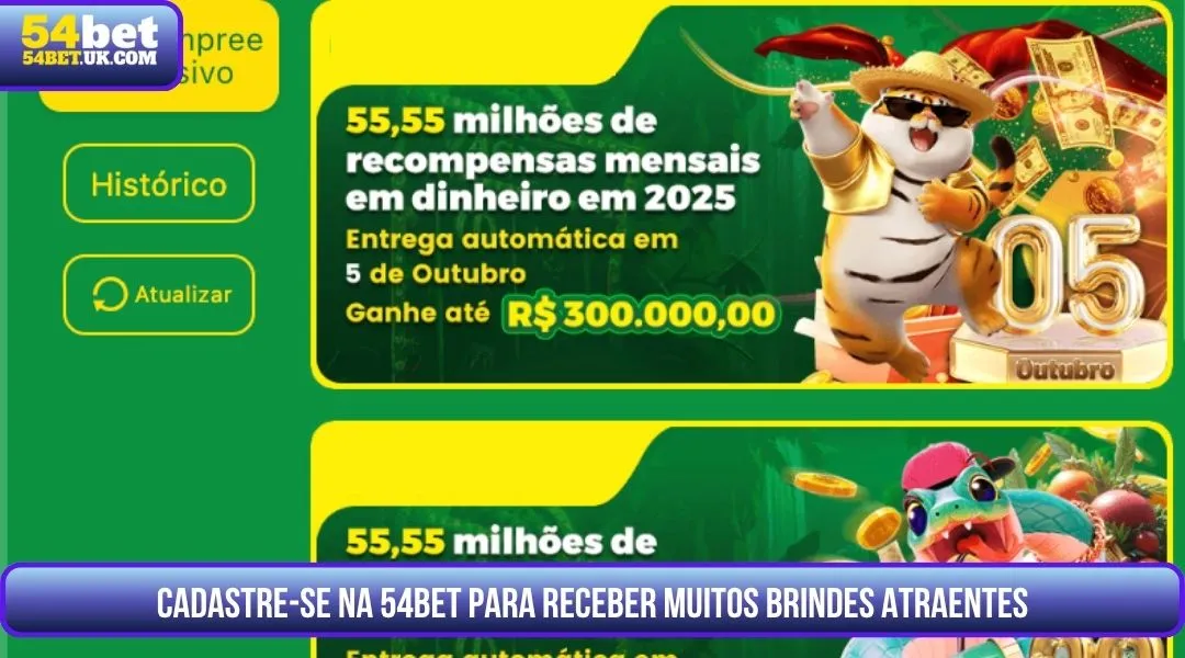 Cadastre-se na 54BET e receba muitos brindes atraentes