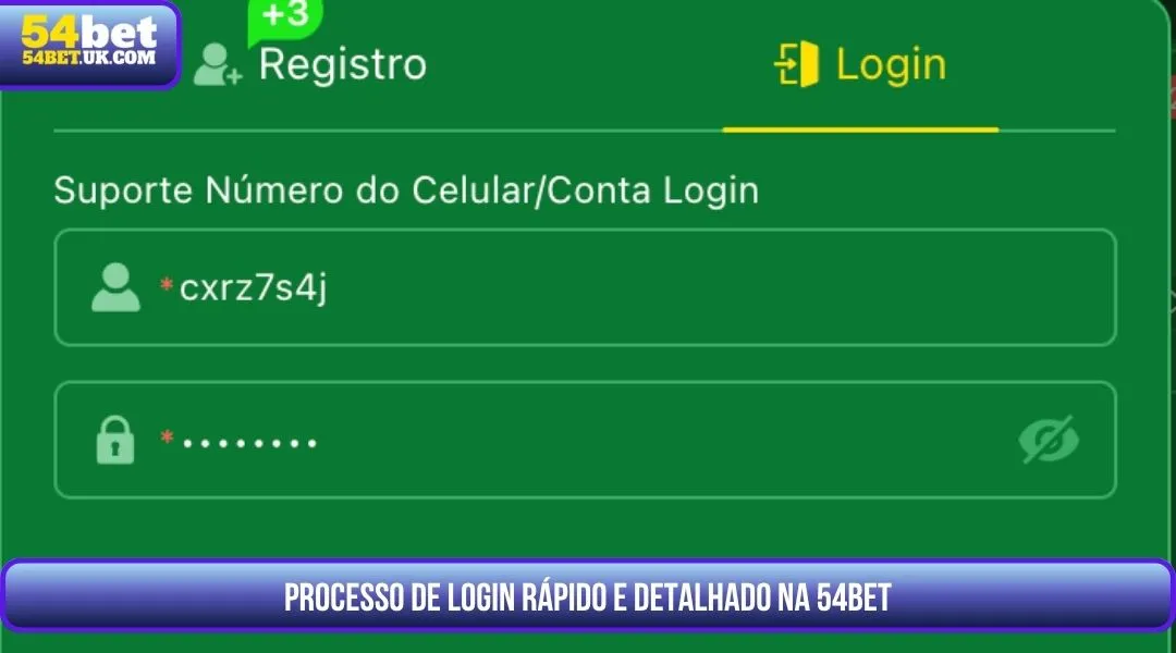 Processo de login rápido e detalhado na 54BET