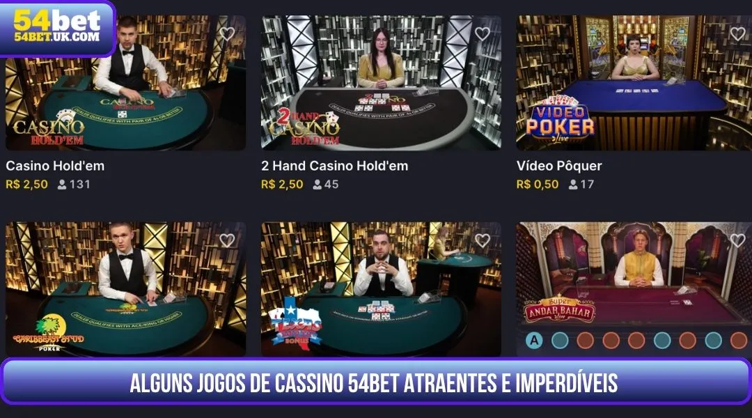 Alguns jogos de cassino 54BET atraentes e imperdíveis