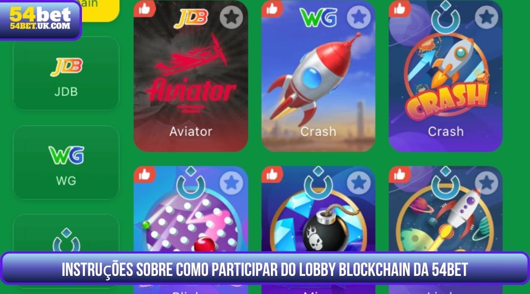 Instruções sobre como participar do lobby blockchain da 54BET