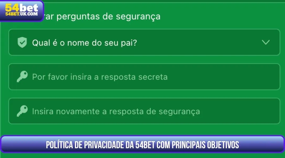 Política Privacidade 54BET com Principais Objetivos